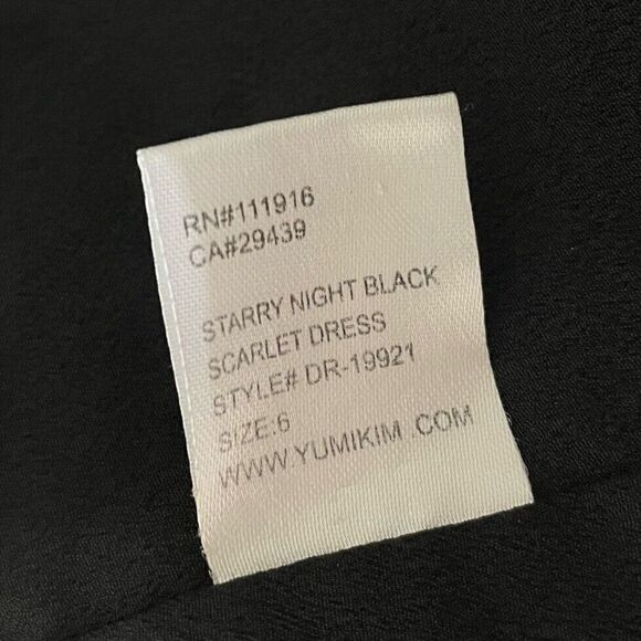 YUMI KIM Scarlett Dress Womens 6 Black Metallic Star Mini Long Sleeve Runs Small - Picture 11 of 12